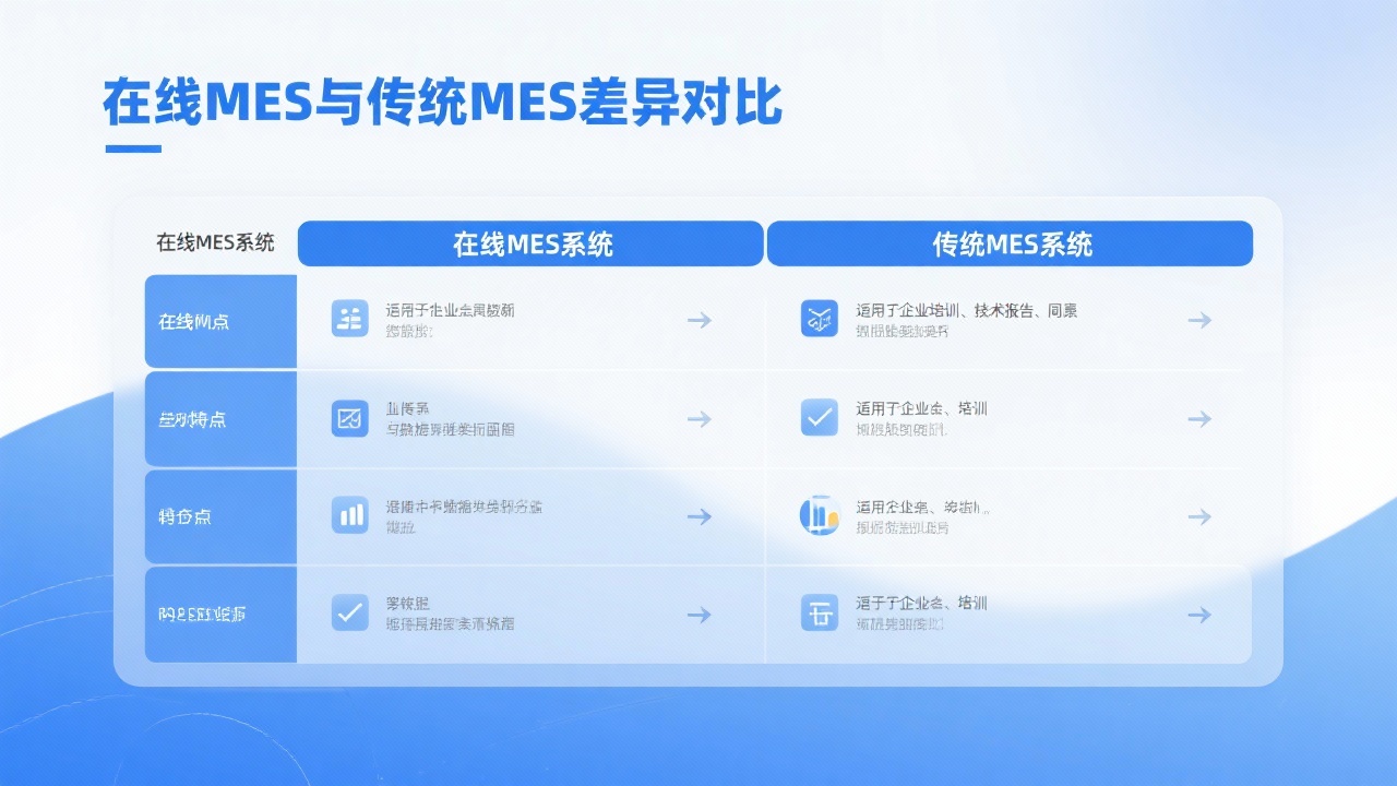 在线MES系统与传统MES的区别在哪里？一张表看清差异