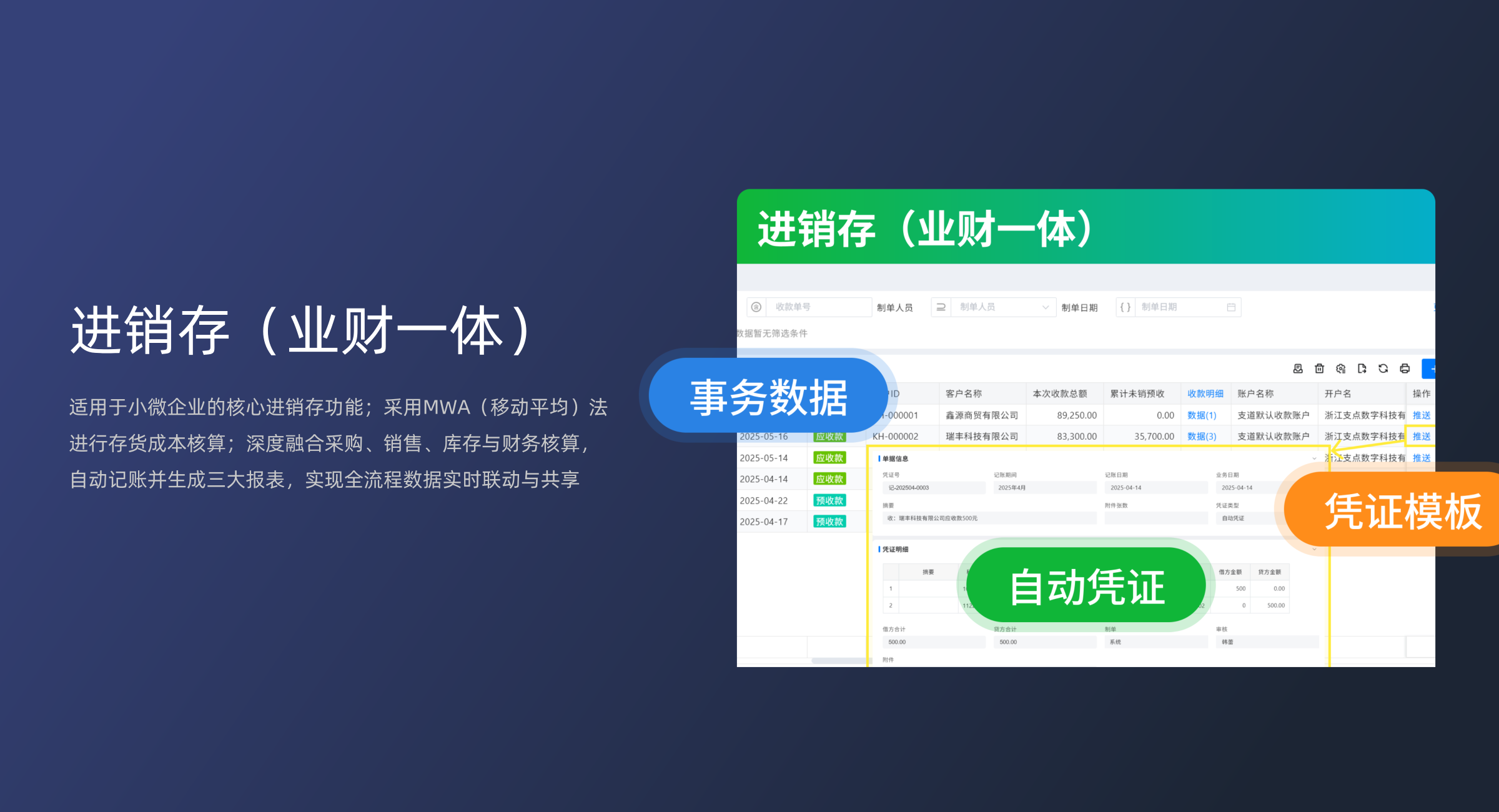 支道ERP业财一体化自动凭证功能